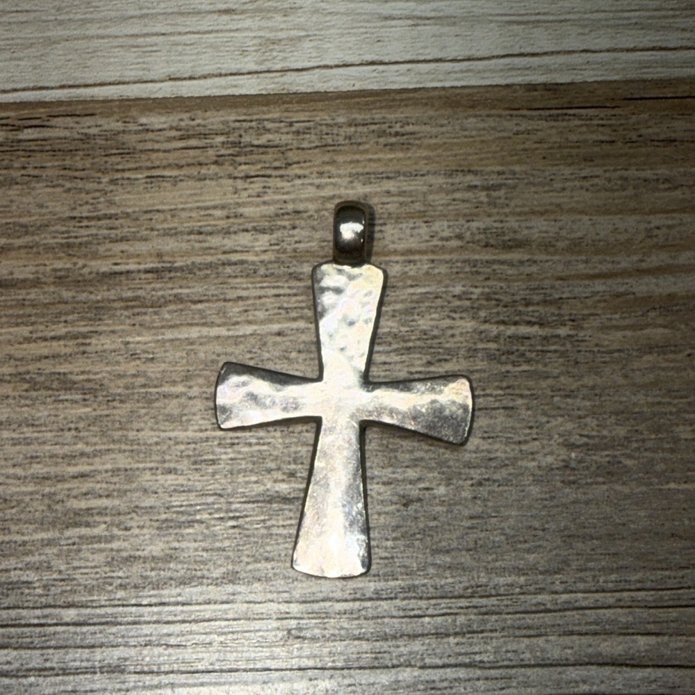Retired James Avery Hammered Cross Pendant Sterling Silver
